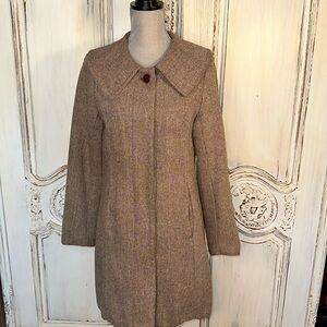 Sashimi Academia Steampunk Collegiate Brown Vintage Tweed Lightweight Dress Coat